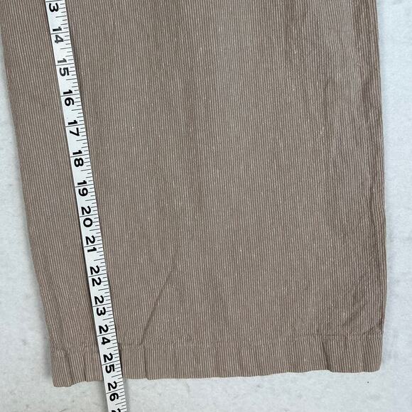 Gibson Latimer Linen Blend Wide Leg Women's Pants Tan White Stripe Size 8 - Picture 6 of 9